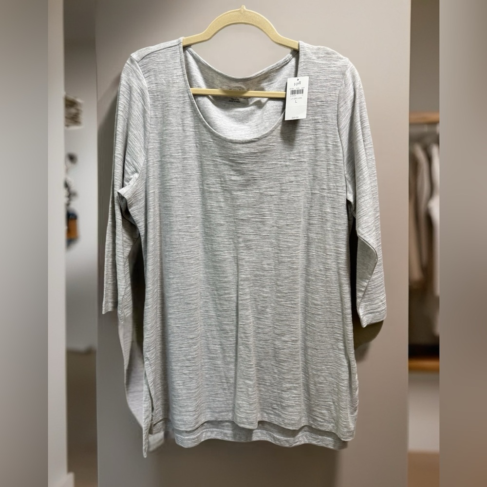 Pure Jill by J.Jill 3/4 Sleeve High-Low Tunic Top Heather Gray Size L